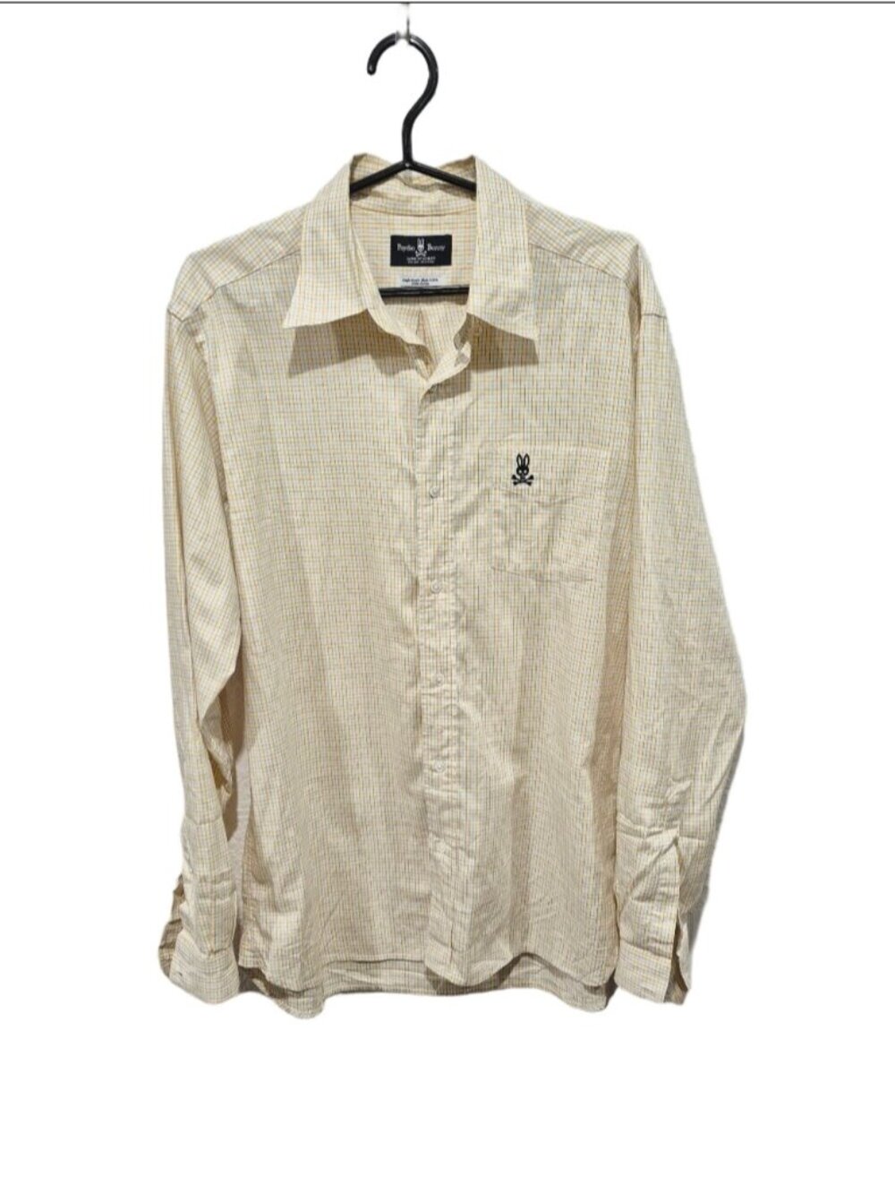Psycho Bunny Men's 100% Pima Cotton Plaid Long Sleeve Button Down Shirt Size M